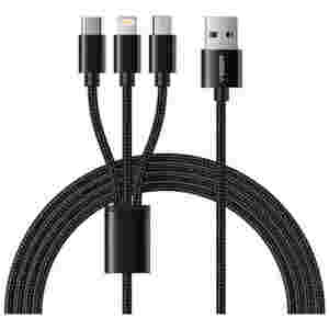 VEGER V303 pleteni kabel 3v1 USB-A na USB-C/Lightning/MicroUSB