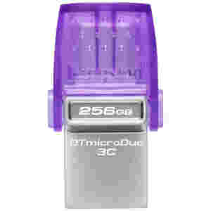 Spominski ključek 256GB USB 3.2/USB-C Kingston DT microDuo3G3 200MB/s - plastičen//vijolična (DTDUO3CG3/256GB)