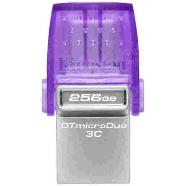 Spominski ključek 256GB USB 3.2/USB-C Kingston DT microDuo3G3 200MB/s - plastičen//vijolična (DTDUO3CG3/256GB)