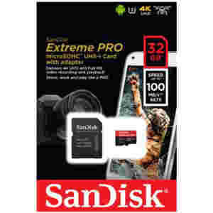 Spominska kartica SDHC-Micro 32GB Sandisk 100MB/s/90MB/s U3 V30 UHS-I +adapter (SDSQXCG-032G-GN6MA)