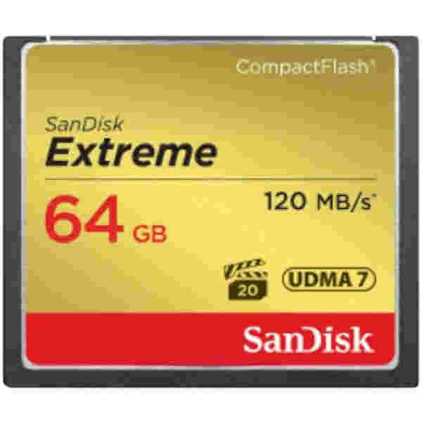 Spominska kartica Compact Flash 64GB Sandisk Extreme UDMA7 120MB/s/85MB/s VPG-20 (SDCFXSB-064G-G46)