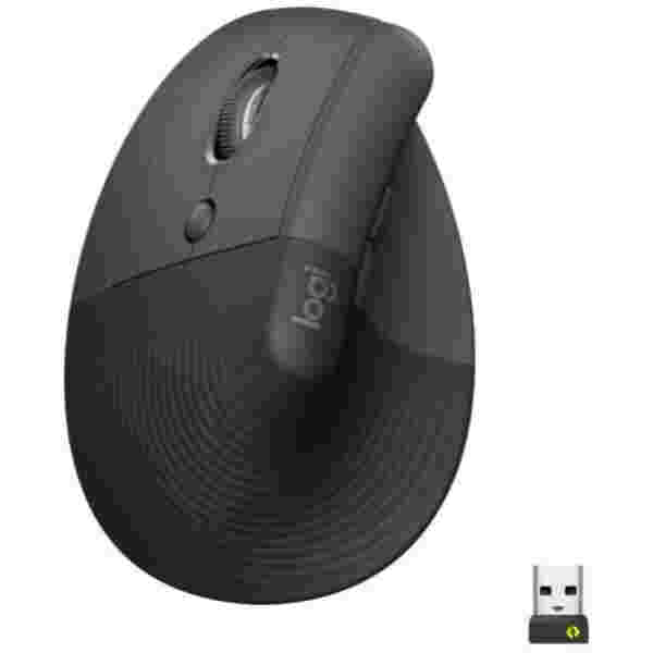 Miš brezžična + Bluetooth Logitech Lift Vertical za levičarje 4000DPI ergonomična grafitna (910-006474)