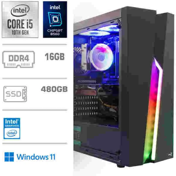 Računalnik Actie MT Bolt i5-10400/B560/16GB /480GB-SATA/Intel 630 VGA HDMI /500W-85%/Win11Home (AKTIE-480W11)