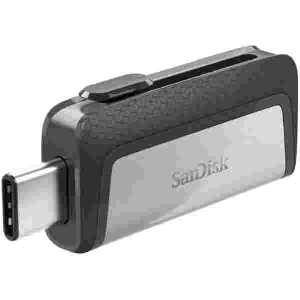 Spominski ključek 64GB USB 3.2/USB-C Sandisk Ultra Dual 150MB/s plastičen drsni srebrno-črn (SDDDC2-064G-G46)