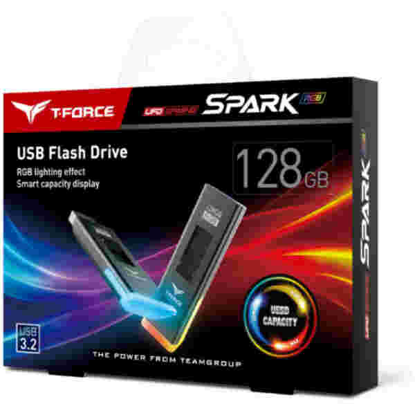 Spominski ključek 128GB USB 3.2 Teamgroup Spark RGB 180/90MB/s (TSPARK3128GB01)