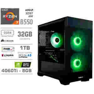 Računalnik MEGA MT S7X R7-5700X/RTX4060Ti/32GB/1TB-4.0/750W/Brez OS/črna RGB + Estetski napajalni kabli