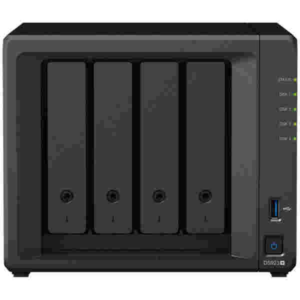 NAS ohišje Synology DS923+ 4GB za 4x 3.5'' SATA HDD/SSD 2x M.2 2280 NVMe SSD CPU AMD R1600 2-core 2.6 (base) / 3.1 (turbo) GHz, 4 GB DDR4 ECC, 2x RJ-45 1GbE LAN Port; 2x USB 3.2; eSATA port; 2.24 kg; 3yr warranty - Image 2