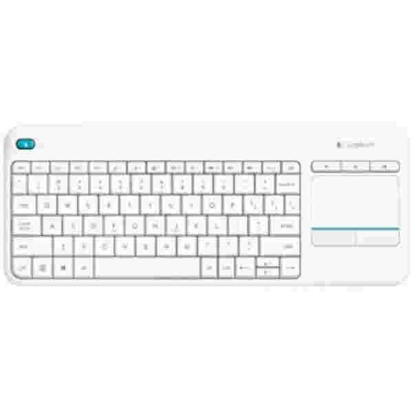 Tipkovnica brezžična Logitech K400 Plus US | bela + Touchpad (920-007128)