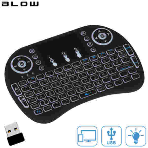 Tipkovnica BLOW brezžična za TV z daljincem Mini KS-2 US international mini TouchPad črna ()