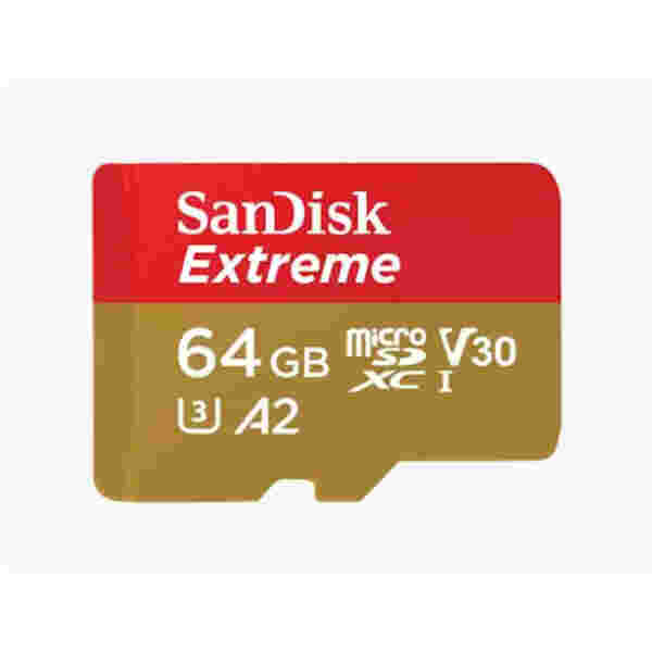 Spominska kartica SDHC-Micro 64GB Sandisk Extreme 170MB/s/80MB/s U3 V30 UHS-I +adapter (SDSQXAH-064G-GN6MA)