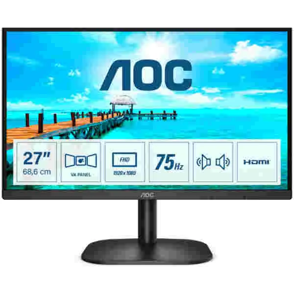 Monitor AOC 68,6 cm (27,0") 27B2AM 1920x1080 75Hz VA 4ms VGA HDMI Zvočniki  3H - Image 4