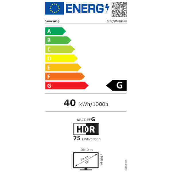 5") S32BM80PUU 3840x2160 Smart TV Tizen VA 4ms MicroHDMI USB-C 65W 2xUSB HAS Kamera Zvočniki  sRGB99% BT WiFi HDR10+ roza Daljinec