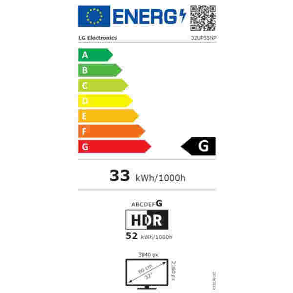 5") 32UP55NP-W 3840x2160 DCI-P3-90% VA 4ms 2xHDMI DisplayPort USB-C 90W 2xUSB3.0 Pivot Zvočniki 2x5W  FreeSync HDR10 črna