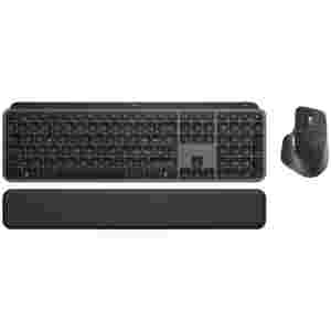 Tipkovnica in miš Logitech brezžična desktop MX Keys S Plus US international SLO gravura grafitna LED osvetlitev miška MX Master 3S (920-011614)