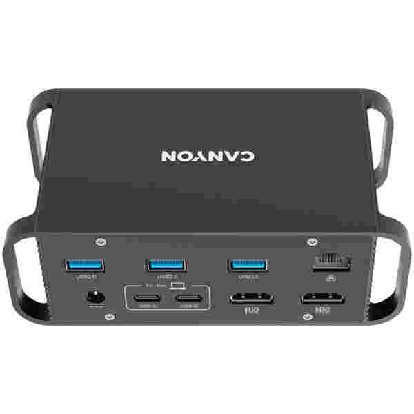 Priklopna postaja USB-C => Canyon 2xHDMI 2xUSB3.0 2xUSB2.0 4xUSB-C čitalec kartic SD/microSD (CNS-HDS95ST)