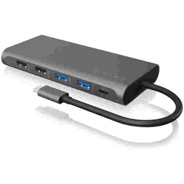 Priklopna postaja USB-C => 2x USB 3.0 tip A 1x USB-C 2x USB 2.0 1x USB-C PD3.0 100W 2x HDMI 1x Displayport 1.4 1x RJ45 Giga 1x čitalec kartic SD/microSD Icybox (IB-DK4050-CPD)