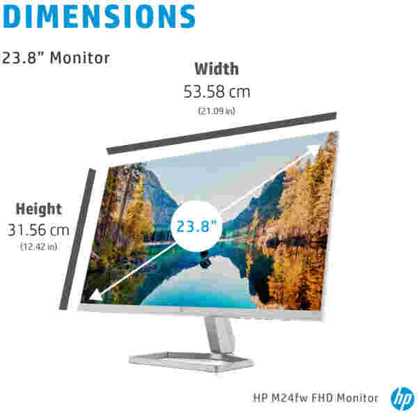 Monitor HP 60,9 cm (23,8") M24fw 1920x1080 75Hz IPS 5ms VGA HDMI 3H sRGB99%FreeSync srebrno-bel - Image 4