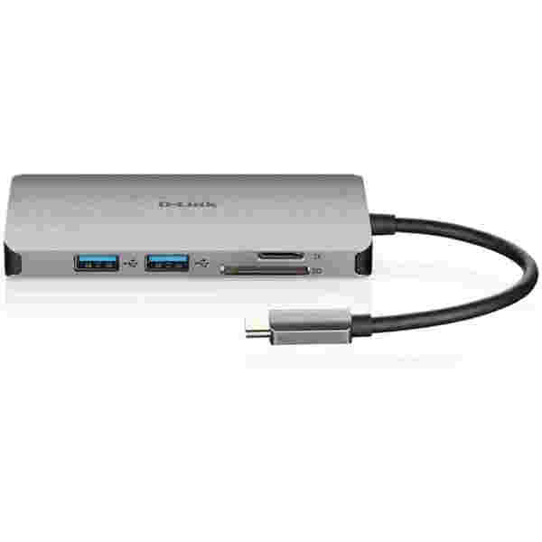 Priklopna postaja USB-C => D-LINK USB-C  8 v 1  HUB HDMI 4K USB 3.0 100W microSD/SD