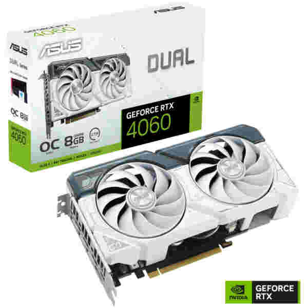 Grafična kartica nVidia RTX4060 Asus Dual OC Edition Bela - 8GB GDDR6 (90YV0JC2-M0NA00)