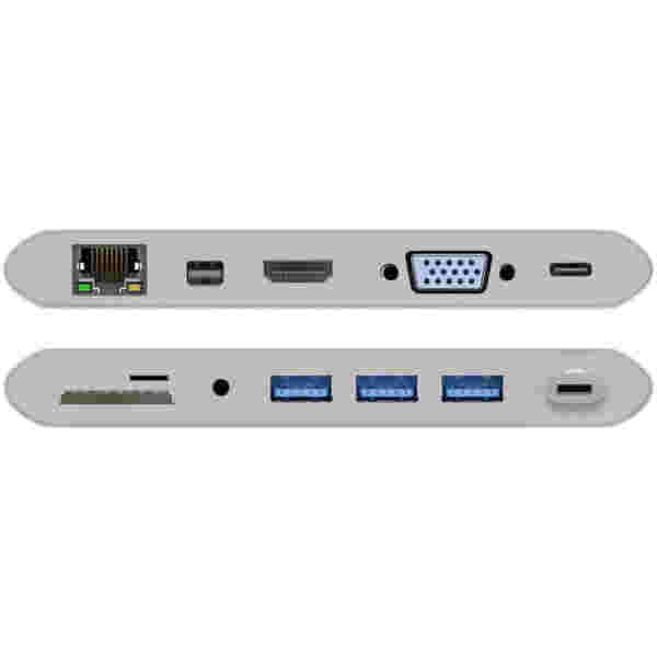 Priklopna postaja USB-C => Goobay 1xHDMI 1xMiniDisplayPort VGA 3xUSB3.0 1xUSB-C PD 60W 1xLAN 1x3