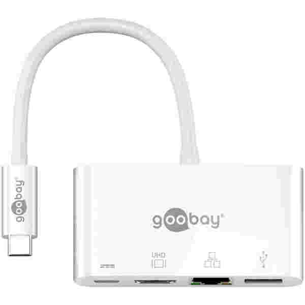 Priklopna postaja USB-C => HDMI ETH LAN 1x USB 3.0 1x USB-C PD 60W Goobay bel (62105)