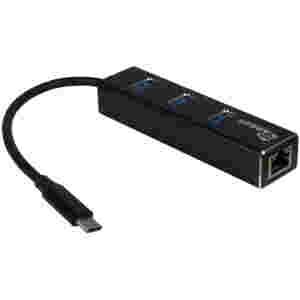 HUB USB-C => 3xUSB3.0 LAN RJ45 100/1000 Inter-Tech Argus IT-410 (88885440)