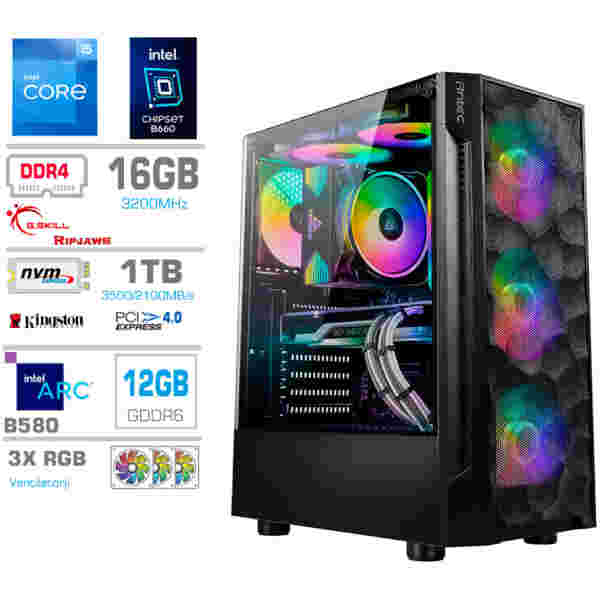 Računalnik MEGA TWR S7 i5-12600K/Intel Arc B580/16GB/1TB-4.0/750W/Brez OS RGB