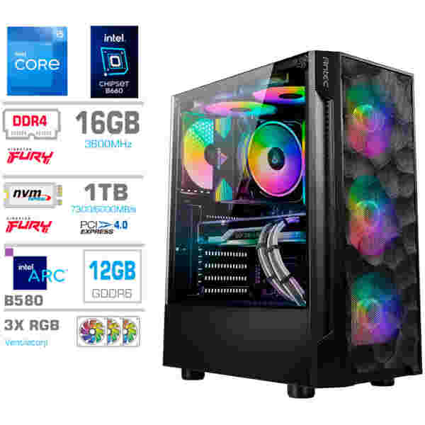 Računalnik MEGA TWR S7 i5-12400F/Intel Arc B580/16GB/1TB-4.0/750W/Brez OS RGB