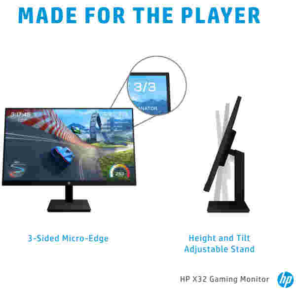 Monitor HP 80 cm (31,5") X32 2560x1440 Gaming 165Hz IPS 1ms HDMI DisplayPort HAS  3H sRGB99% FreeSync HDR400 - Image 4