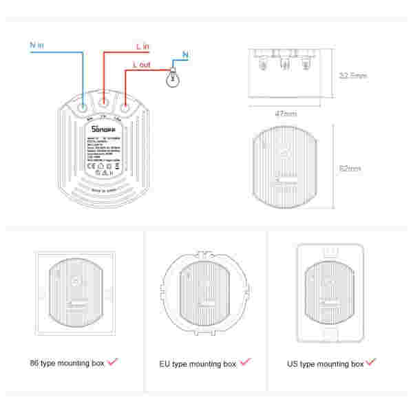 SONOFF Wi-Fi zatemnitveno stikalo D1 z RF kontrolo - Image 5