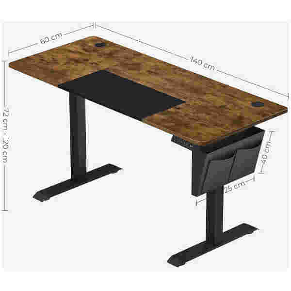 SONGMICS električna Sit/Stand miza z okvirjem črno rustikalna, LSD016X01 - Image 4