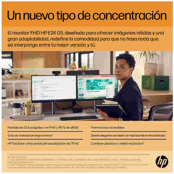 Monitor HP 60,5 cm (23,8") E24 G5 1920x1080 75Hz IPS 5ms HDMI DisplayPort 4xUSB3.2 Pivot  3H sRGB99% - Image 4