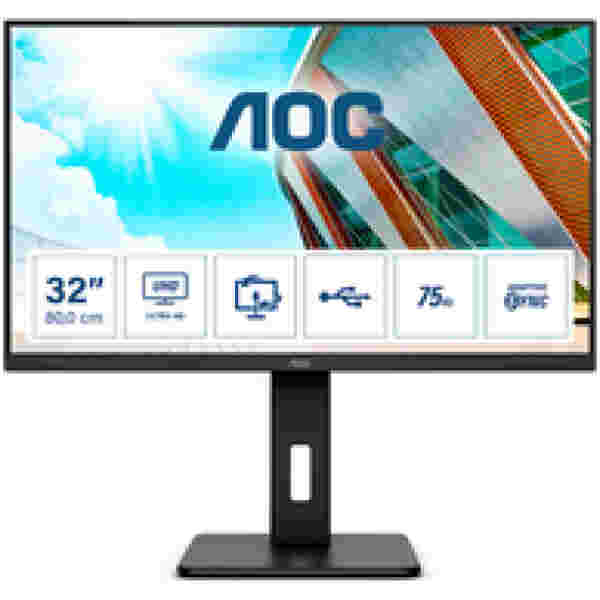 Monitor AOC 80 cm (31,5") U32P2 3840x2160 75Hz VA 4ms DVI 2xHDMI DisplayPort 4xUSB3.2 Pivot Zvočniki  3H - Image 4