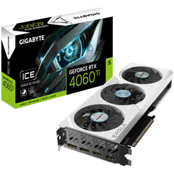 Grafična kartica nVidia RTX4060Ti GigaByte Eagle OC Ice Bela - 8GB GDDR6 (GV-N406TEAGLEOC ICE-8GD)