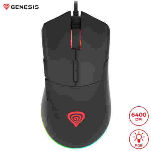 MIš Genesis Krypton 290 optična gaming RGB 6400DPI  7 prog. tipk spomin - črna