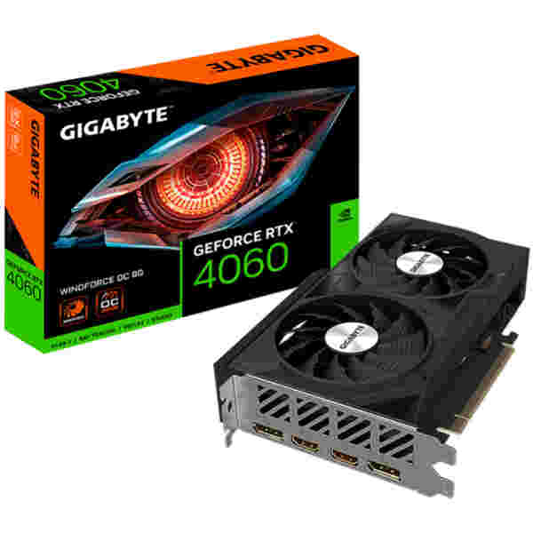 Grafična kartica nVidia RTX4060 GigaByte Windforce OC Dual - 8GB GDDR6 (GV-N4060WF2OC-8GD)