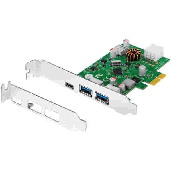 Kontroler PCI-Express => USB 3.2 Gen1x1, 1xUSB-C PD3.0 in 2xUSB3.0 Logilink (PC0090)