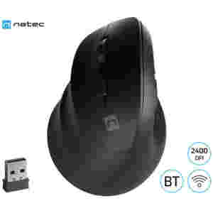 Miš Bluetooth NATEC vertikalna Crake 2 2400DPI za levičarje črna ()