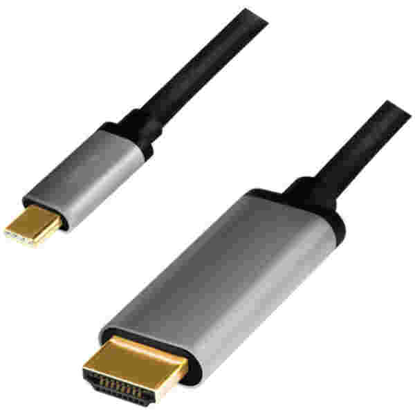 Kabel USB-C 3.2 Gen1 => HDMI 2.0 1,8m UHD 4K@60HZ ALU črn Logilink (CUA0101)