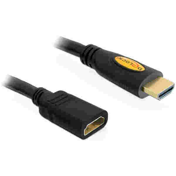 KABEL HDMI/HDMI M/F  1,0m podaljšek Delock črn ETH