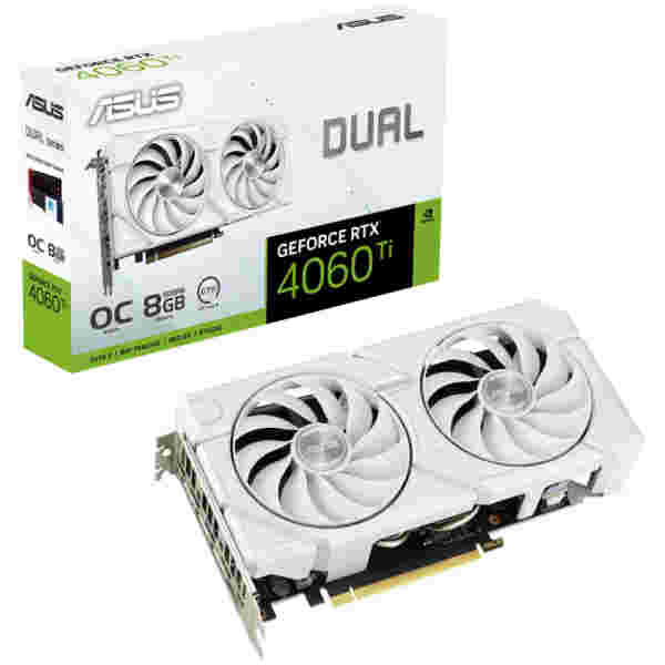 Grafična kartica nVidia RTX4060Ti Asus Dual EVO OC bela - 8GB GDDR6 (90YV0J4B-M0NA00)