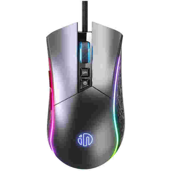 Miš USB Inphic PW6 optična gaming RGB 4800DPI - siva