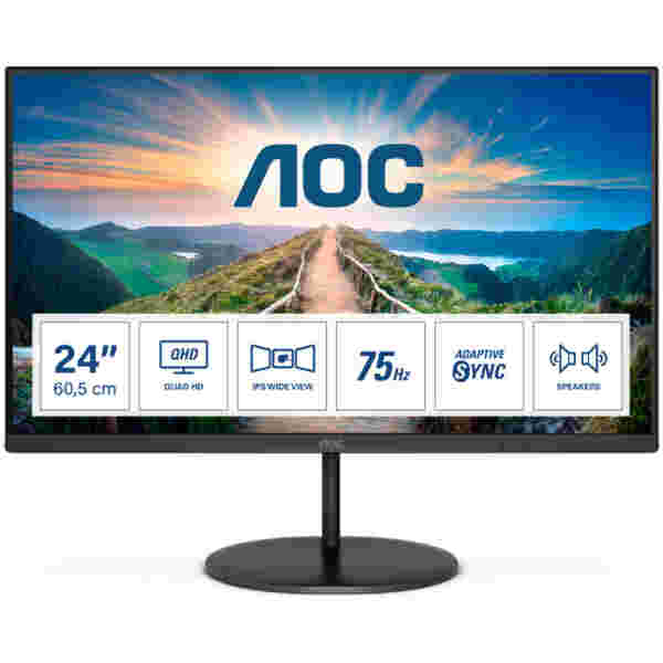 Monitor AOC 60,5 cm (23,8") Q24V4EA 2560x1440 75Hz IPS 4ms HDMI DisplayPort  zvočniki 3H sRGB121% - Image 4