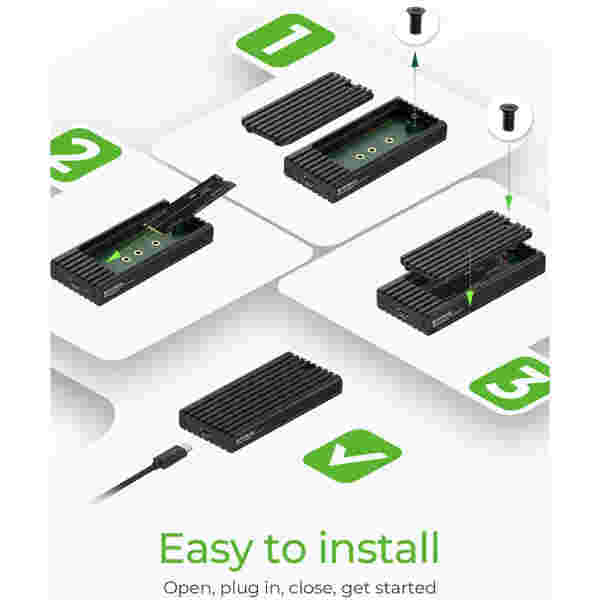 Icybox IB-1917M-C32 ohišje za 1x M.2 NVMe SSD z USB 3.2 Gen 2x2 Type-C do 20 Gbit/s - Image 3