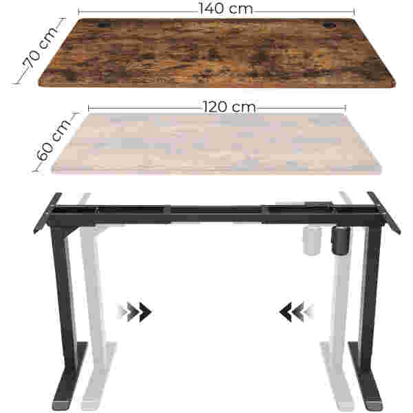 SONGMICS električen Sit/Stand okvir za mizo črn, LSD010B01V1 - Image 5