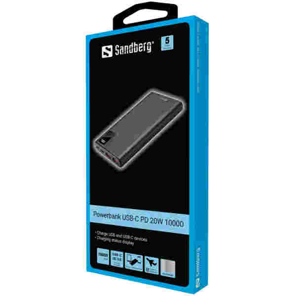 Sandberg Powerbank USB-C PowerDelivery 20W 10.000mAh prenosna baterija - Image 2