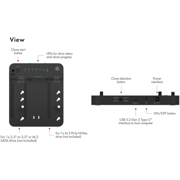 Icybox IB-2915MSCL-C31 "clone& dock" postaja za M.2 NVME & SATA 2,5”/3,5” SSD/HDD - Image 4