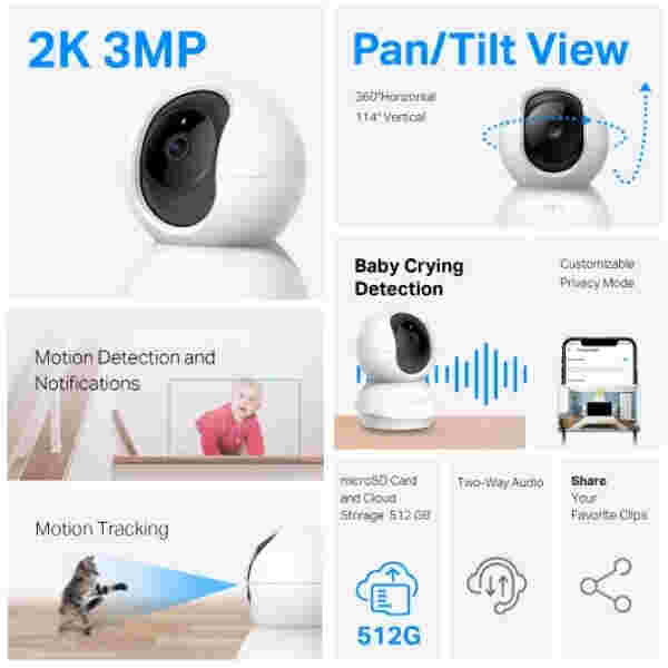 TP-LINK Tapo C210P2 2k 3MP 2304 x 1296 Pan/Tilt WiFi varnostna kamera - Image 3