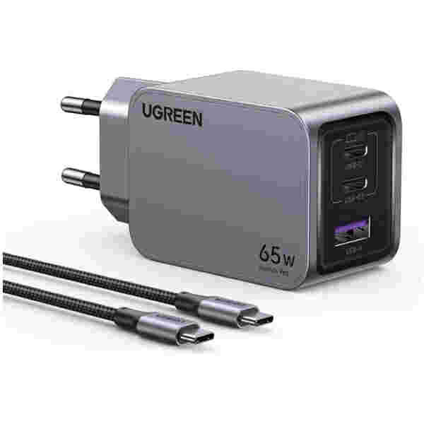 Ugreen Nexode Pro 65W 3-Portni GaN USB polnilec s priloženim 1