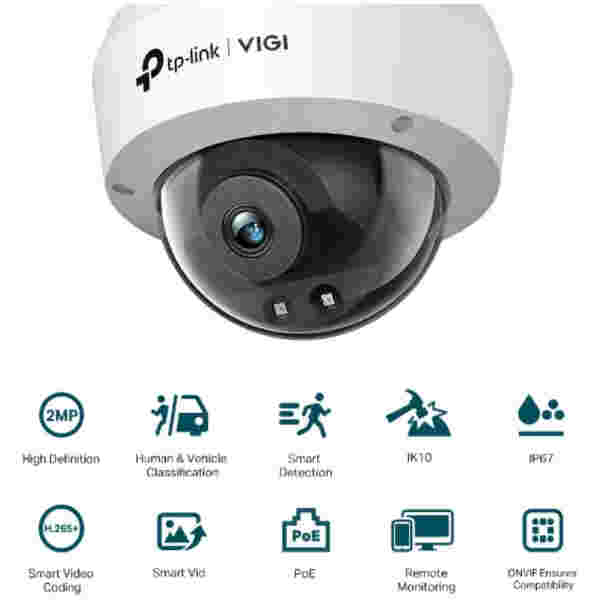 TP-LINK VIGI 2MP 2.8mm/4mm IR Dome mrežna kamera (do 1920x1080 30fps) - Image 2